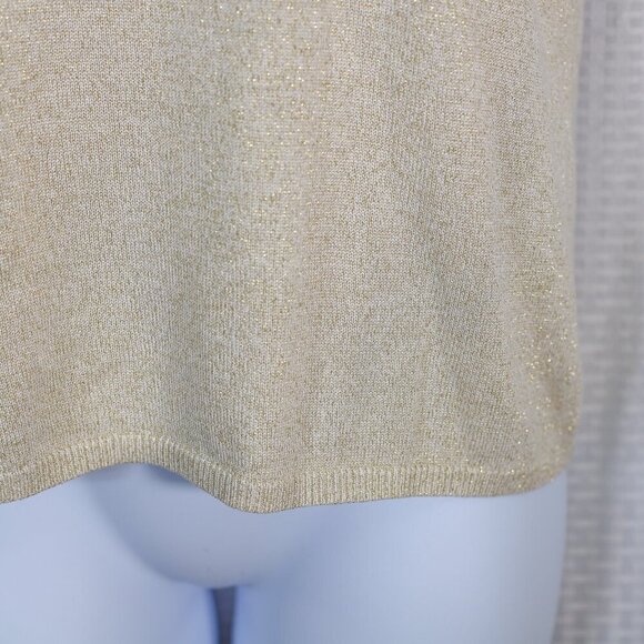 Drapers & Damons Sweater Womens L Gold Metallic Knit Sparkly Stretchy Pullover - Picture 3 of 8